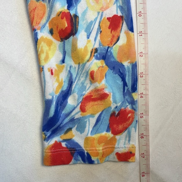 Talbots Tulip Floral Watercolor Artsy 3/4 Sleeve Lightweight Sweater Boatneck M - Picture 11 of 12